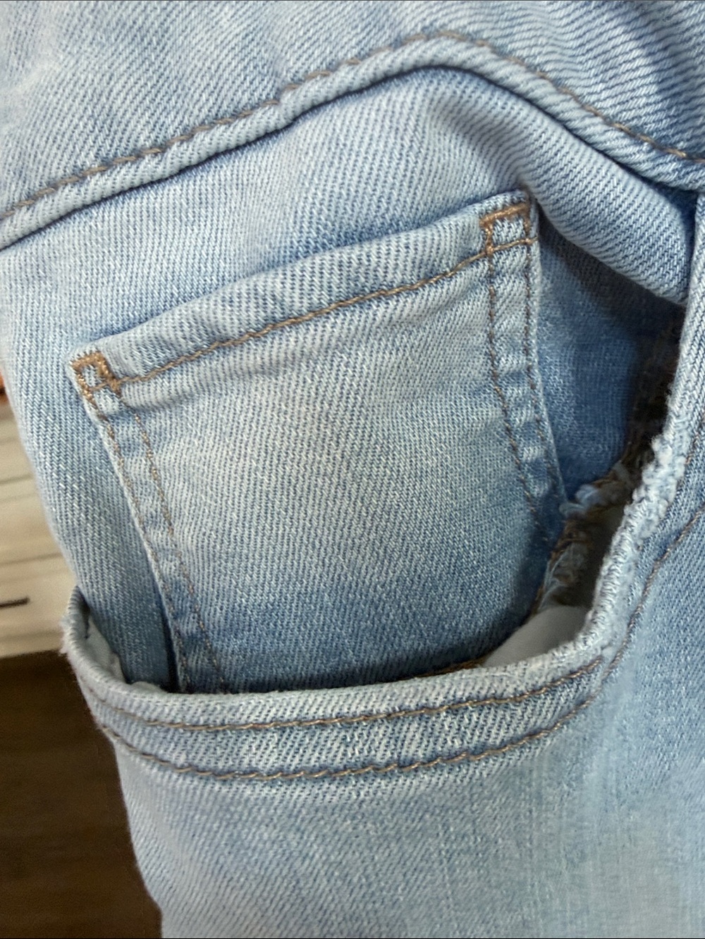 a.n.a Light Blue Embroidered Floral Skinny Ankle Raw Hem Stretch Denim Jeans 14 - Picture 4 of 8
